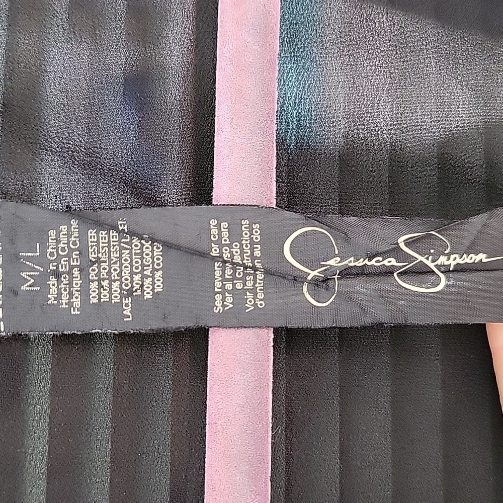 Jessica Simpson Lace Trim Black Floral Sheer Short Kimono Sz M/L - Picture 4 of 9